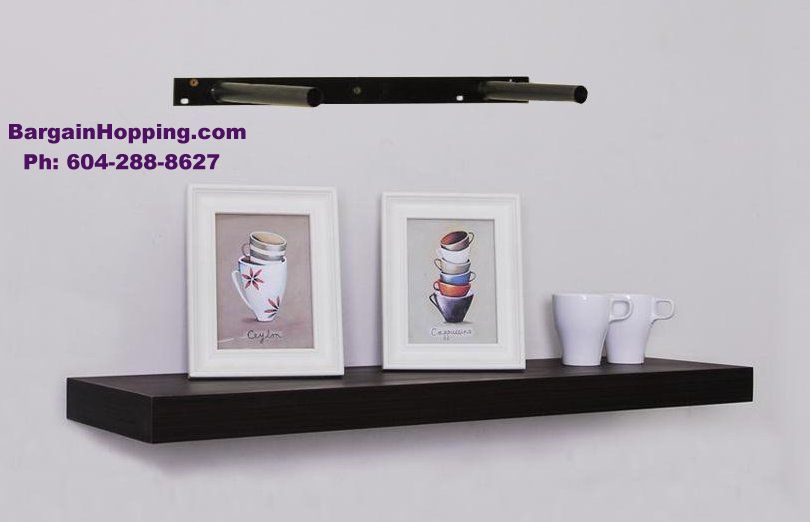 - Black Wood Wall Floating Shelf Rack