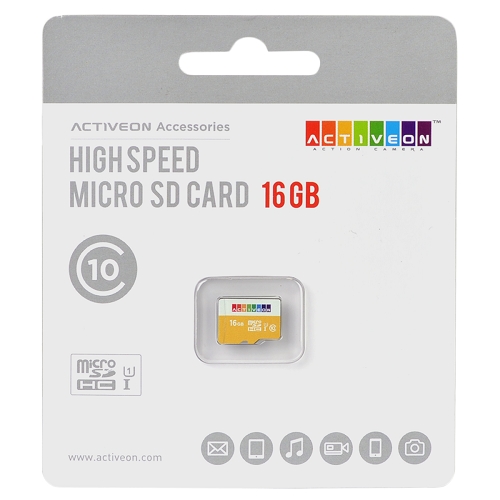 ACTIVEON 16GB High-Speed Class 10 microSDHC UHS-I Memory Card - Click Image to Close