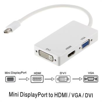 3 In 1 Thunderbolt Mini Display Port To HDMI DVI VGA Adapter - Click Image to Close