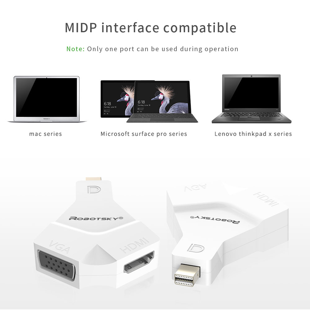 2 in 1 Mini Displayport DP to HDMI VGA Adapter for Macbook