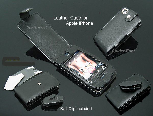 Leather Case w/Front Flap (Available in Black/Blue/White)